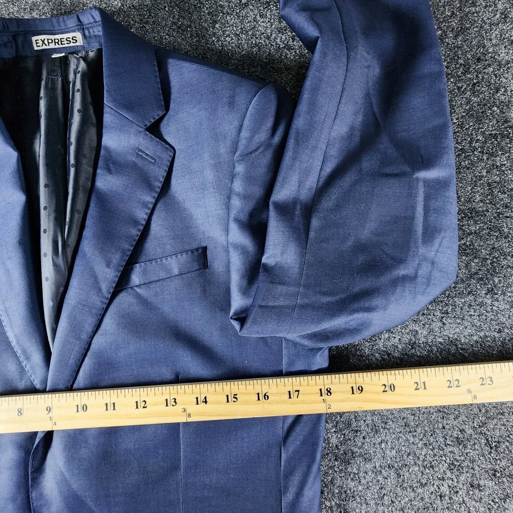 Express Photographer Men's Fitted Sport Coat Blazer Modern Navy Wool Size 36R - Picture 12 of 16